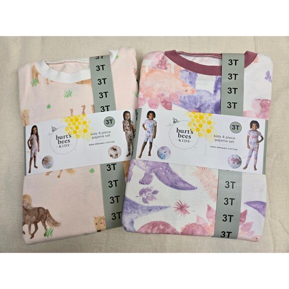 Burt's Bees Other - NWT 4 Pairs of Burt's Bees Kids Pajamas 3T Bundle ~ 8 pieces Organic Cotton